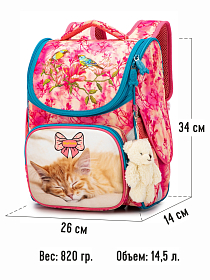 Ортопедичний шкільний рюкзак (ранець) для дівчинки Winner /SkyName з Котом 34х26х14 см для молодших класів (2074) Ортопедичний шкільний рюкзак (ранець) для дівчинки Winner /SkyName з Котом 34х26х14 см для молодших класів (2074)